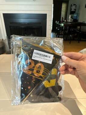 BRT Bearingshui 20th Birthday Banner Flag Bunting, Black and Gold Party Supplies